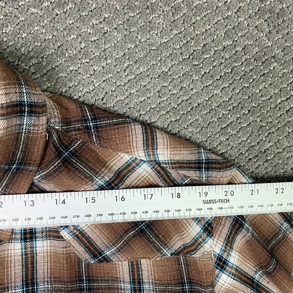 Vintage Wrangler Pearl Snap Flannel Shirt Men's XL Brown Check Plaid Wester - Picture 9 of 11